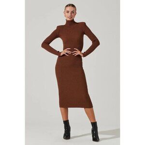 ASTR the Label Abilene Sweater Dress in Nutmeg Small Womens Knit Bodycon